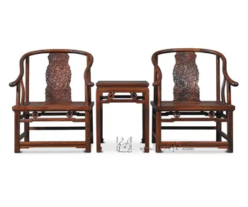 

Chinese Modern Style Royal Rosewood Furniture Living Room Chairs Set Solid Wood Backed Armchairs 3 pieces Suit Luxurious Carving