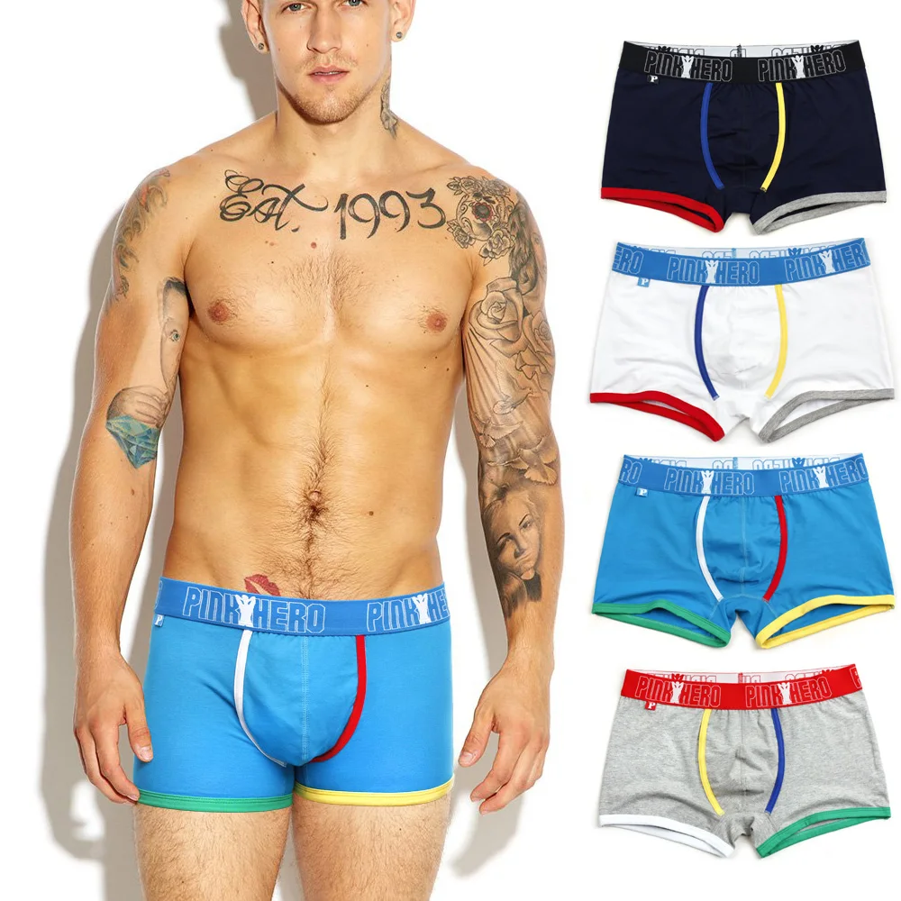 

4pcs/lot Pink Heroes Male Boxer Underwear Fashion Design Cotton Underwear Mens Boxers High Quality Brand Man Boxer Shorts