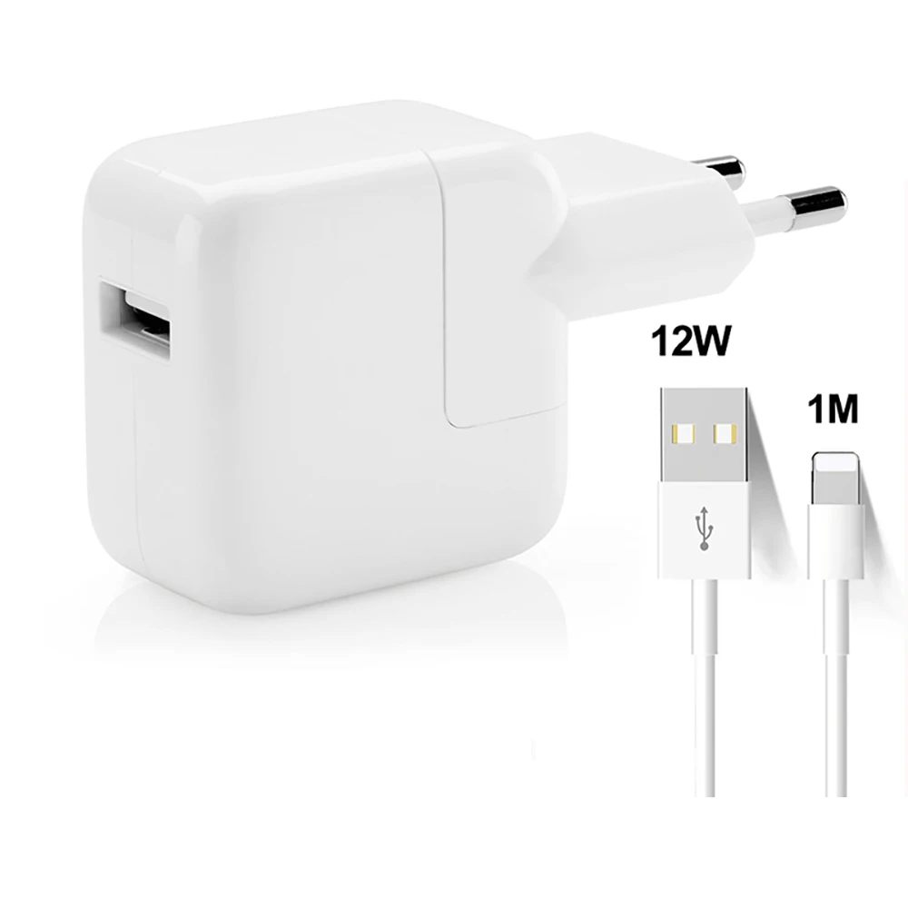 

Fast Charging 12W 5V/2.4 USB Power Adapter Phone Travel Charger for iPhone X 8 7 6S iPad Mini Air usb Charger+100cm usb cable