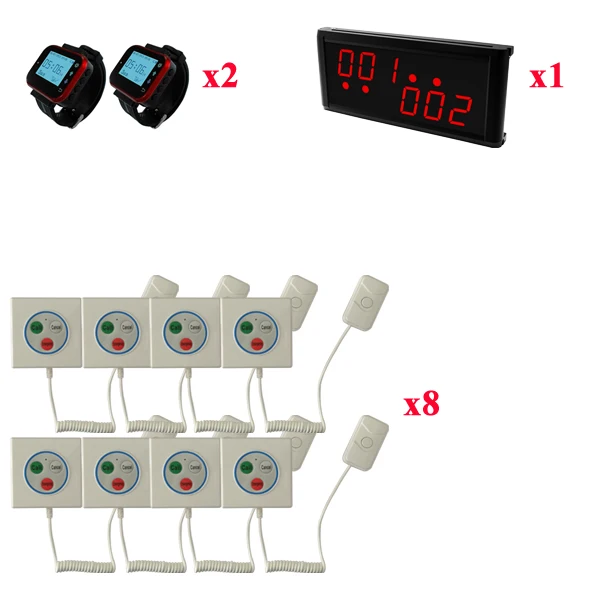Приемник-1 шт.) монитор 2 часы пейджер 8 кнопки вызова Hotspital звонок вызова медсестры помочь Аварийная кнопка для чрезвычайной ситуации - Цвет: 1screen 2watch 8bell