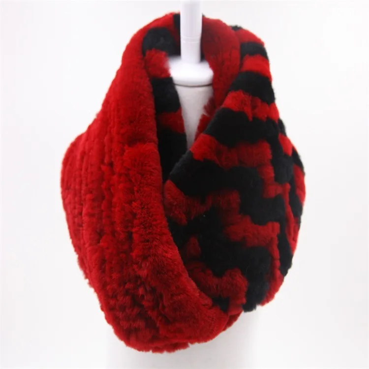  Luxury Women Real Fur Scarf Female knitted genuine Rex Rabbit Fur scarves Winter Female Warm RealFur Shawls (9)