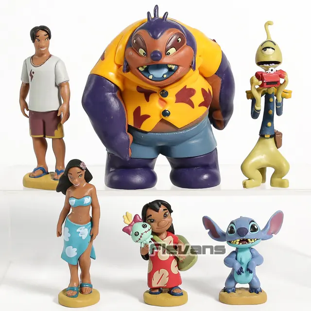 Cartoon Movie Lilo & Stitch Jumba Pleakley Stitch Q Version Toy PVC Figures Dolls Kids Gift 5pcs