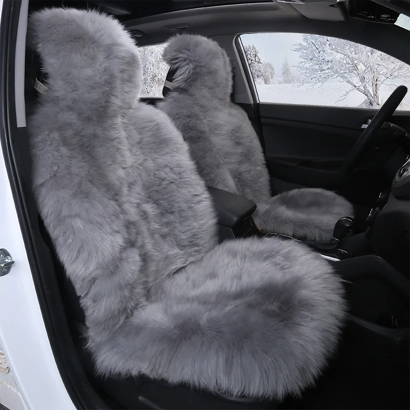 JXLCLYL 100% Australian Pure Natural Fur Seat Cover 5 Seats Whole Vehicle Seat Cover Sheepskin Winter Car Cushion