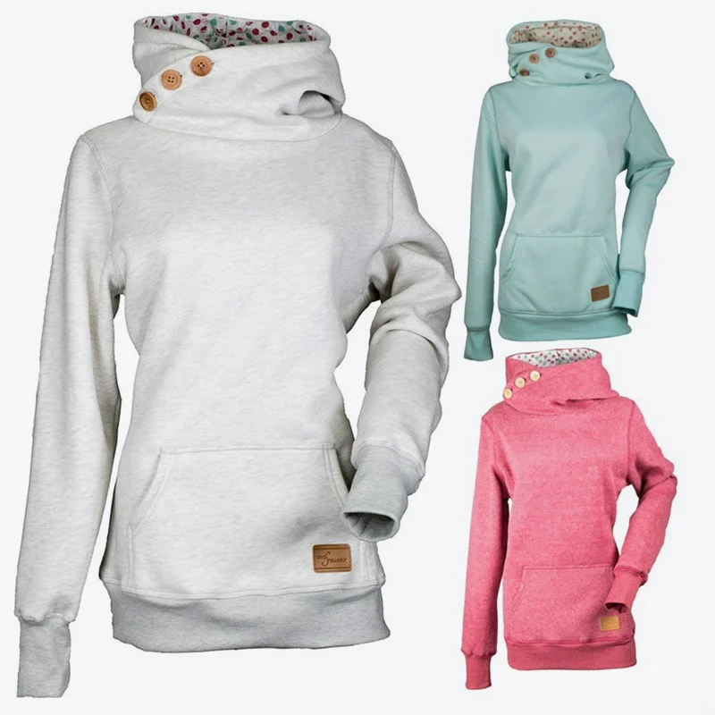 

Autumn White Hooded Women's Sweatshirt Plus Size Long Sleeve Pocket Hoodies Women 2019 Spring Button Fashion Hoody Womens Pink