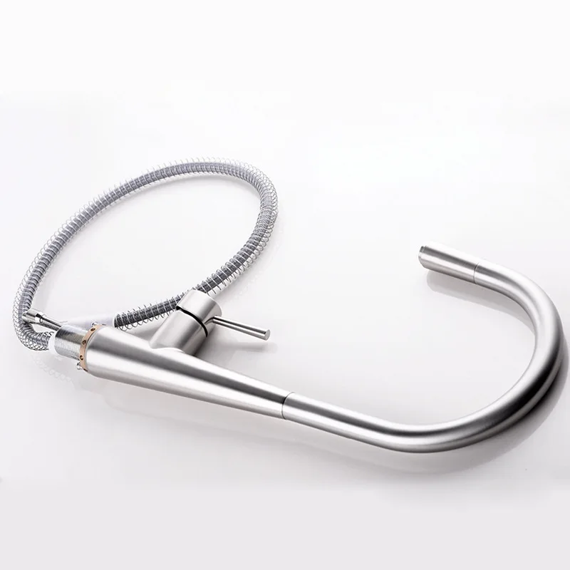 Pull Out Kitchen Faucets Deck Mounted Brass Kitchen Sink Faucet Hot Cold Mixer Taps Brushed Water Tap Single Handle Pull Out Kitchen Faucets Deck Mounted Brass Kitchen Sink Faucet Hot Cold Mixer Taps Brushed Water Tap Single Handle