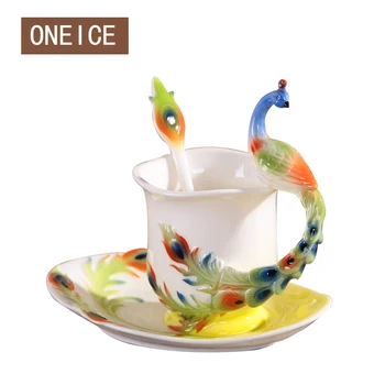 

Noble Hand Painted Bone Creative Coffee Mugs Cup Spoon Wedding Valentine's Day Mug Ceramic European Set