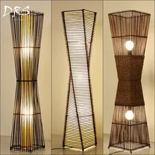 Japanese Floor Lamp Zen Southeast Asian Standing Lamps for Living Room Solid Wood Hotel Inn Bamboo Luminaire Led Floor Lamp