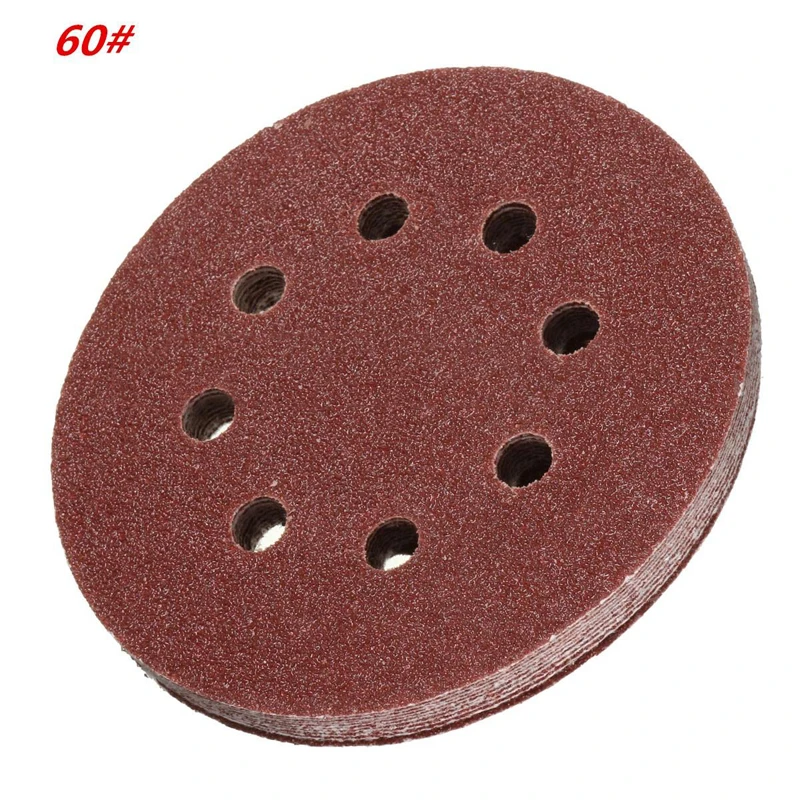 10pcs 125mm 5" Hook Loop Sanding Discs 8 Hole Sandpaper Pads Set 60Grit-2000Grit Sander Disc Abrasive Polishing Tools