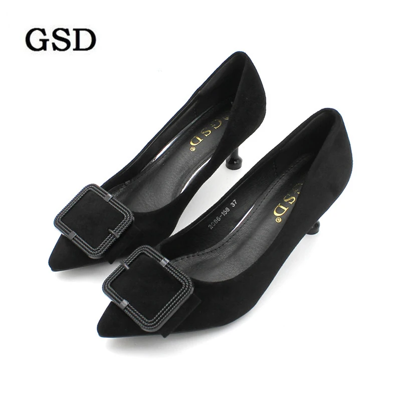 

New High Heels Shoes Woman Pumps 5cm Women Shoes Sexy Pointed Toe Wedding Party Shoes Black Flock Thin Heels zapatos de mujer