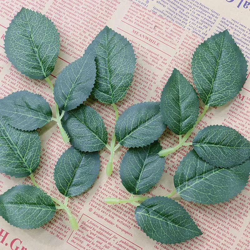 

10pcs Artificial Rose Flower Leaves High Simulation Leaves for nylon stocking flower made DIY home garden decoration crafts