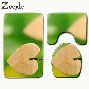 

Zeegle 3Pcs/Set Bathroom Carpet Non-Slip Lid Cover Mat Cute Toilet Rug Home Bathroom Bath Mat Washable Bath Rugs Decor Doormat