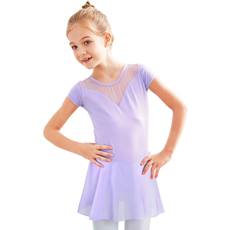 BAOHULU гимнастическое трико для девочек; детская Одежда для танцев; детское боди; танцевальный трико для девочек; балетный костюм с юбкой-пачкой - Цвет: B150 Purple