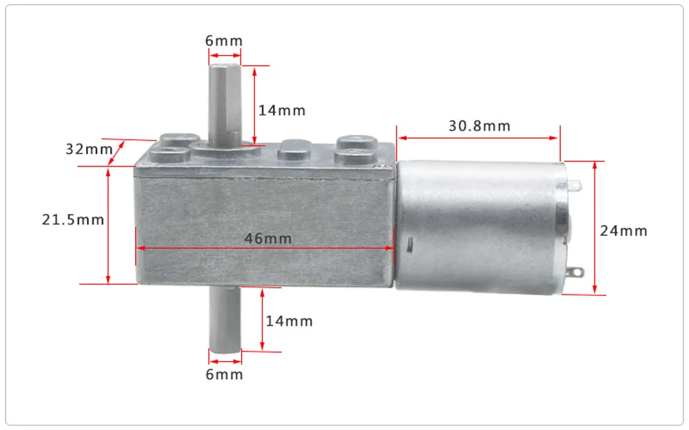 Bringsmart JGY-370 12 вольт постоянного тока червячный мотор-редуктор двойной вал 6-24 В самоблокирующийся двойной выходной вал Мини редуктор электродвигатель