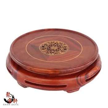 annatto red woodcarving handicraft circular base of real wood of Buddha stone are recommended vase furnishing articles rosewood carving annatto handicraft circular base of real wood of buddha stone are recommended vase furnishing articles