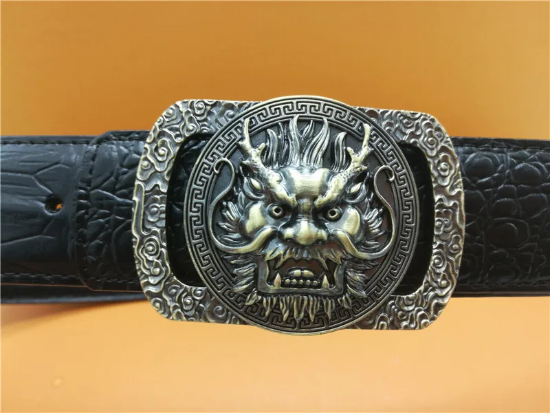 

High quality 3D Raptors buckle high-grade belt men's pirate crocodile design wide belt leather leather