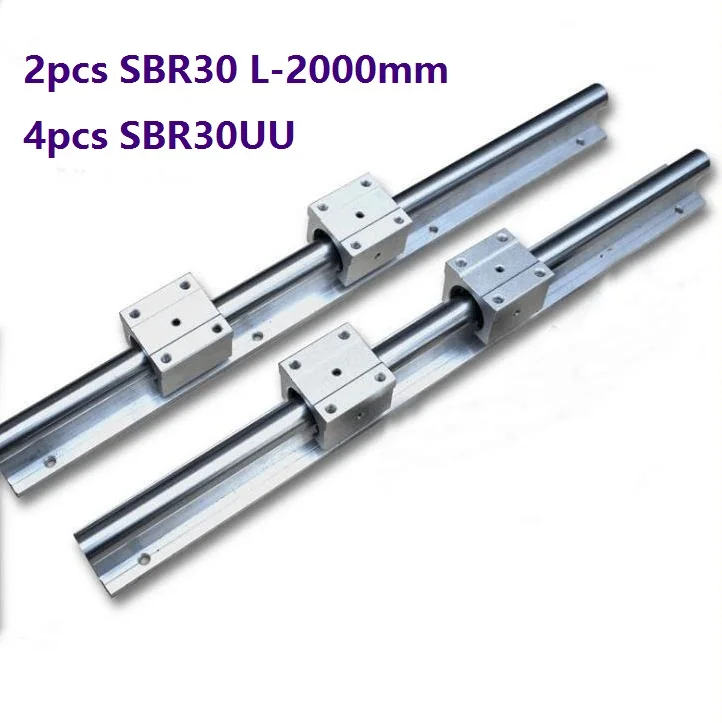 

2pcs SBR30 L-2000mm support rail linear guide + 4pcs SBR30UU linear bearing blocks for CNC router parts