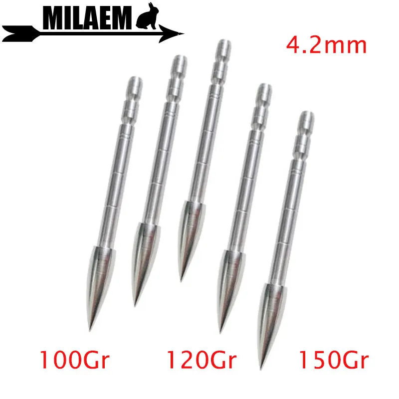 50pcs Archery Insert Arrowhead 100/120/150 Gr ID 4.2 mm Insert Arrowhead Target Point Broadhead Arrow Shaft Hunting Accessory