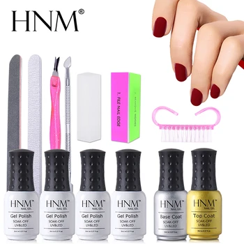 

HNM Gel Varinsh 4pcs Nail Gel 1+1 Top Coat Base Coat 7pcs/lot Nail Art Tools Set Gel Nail Polish Set of Tools DIY Nail Kit Tools