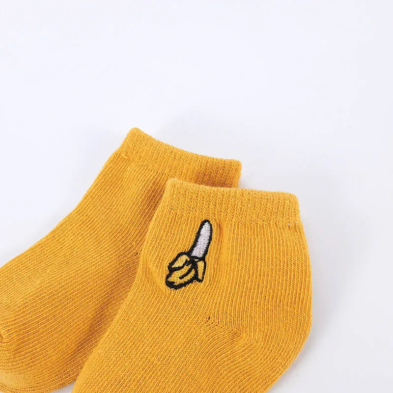 Милые носки для новорожденных хлопковые забавные носки в Корейском стиле для мальчиков и девочек детские подарки для ног, короткие носки для малышей с фруктовым рисунком, для детей от 0 до 10 месяцев