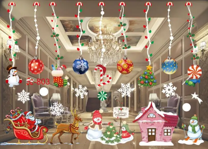 Новогодняя Настенная Наклейка на окна, Рождественская Наклейка на стену «сделай сам», снежный город, домашний декор, Рождественское украшение, товары для дома