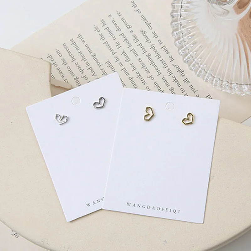 

Korean Simple Sweet Cute Gold Silver Color Hollow Love Heart Mini S925 Sterling Silver Stud Earrings for Women Girls Jewerly