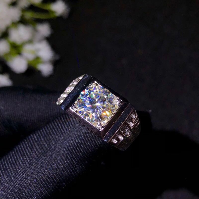 BOEYCJR 925 серебро 1ct/2ct/3ct F цвет Moissanite VVS обручальное свадебное кольцо с бриллиантом для мужчин с национальным сертификатом