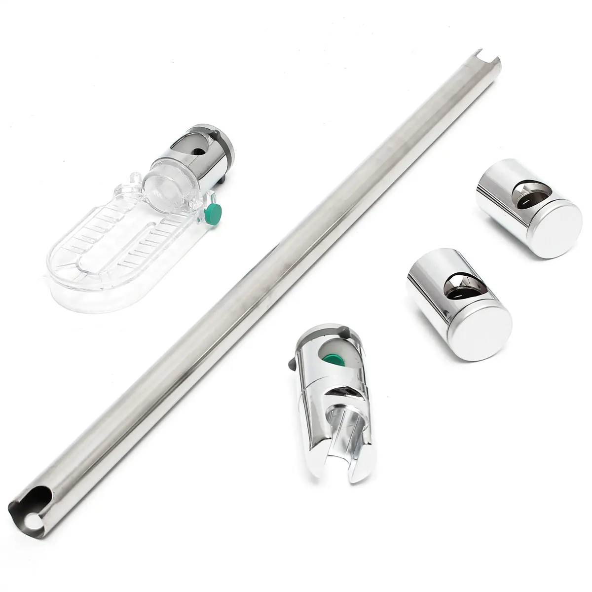 

New Shower Kit Adjustable Riser Slide Rail Bar Kit Hose Bracket Round Head Chrome Aluminium And Plastic Bathroom Shower Tools