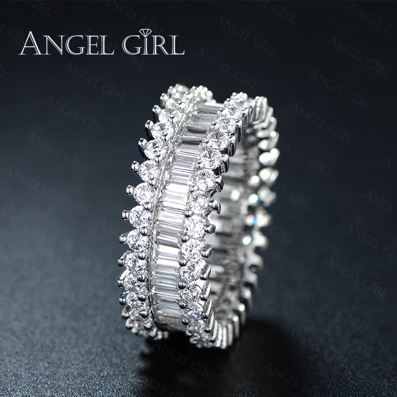 

Angle Girl Hot Sales Luxury Rings Paved Rectangle Crystal&CZ Diamond Wedding&Engagement Rings Jewelry For Women R49-60730
