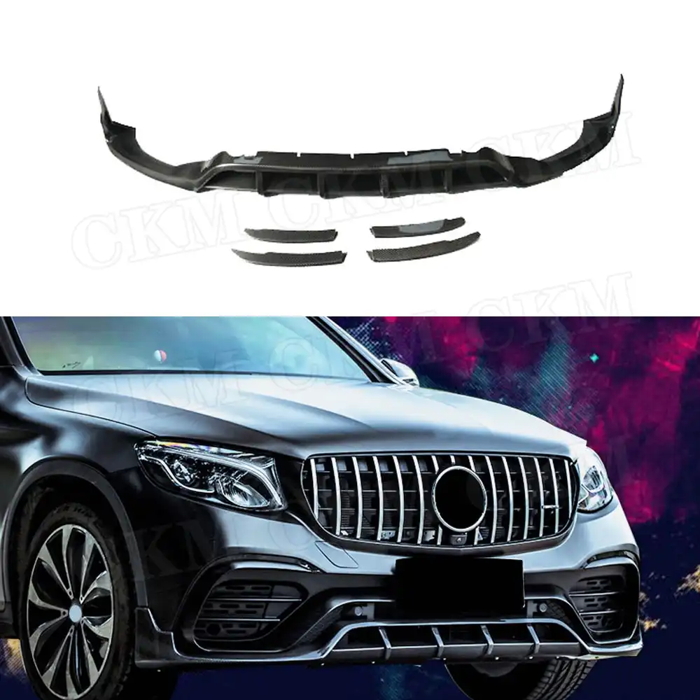ABS Car Front Bumper Fins Body Spoiler Canard Lip Splitter For Mercedes Benz GLC X253 2015 2016 2017 2018 2019 ABS Car Front Bumper Fins Body Spoiler Canard Lip Splitter For Mercedes Benz GLC X253 2015 2016 2017 2018 2019