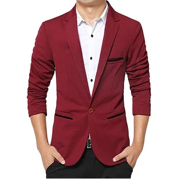 

New classic men's suit jacket red dark blue and black lapel a button business casual jacket and men's prom dress jacket custom
