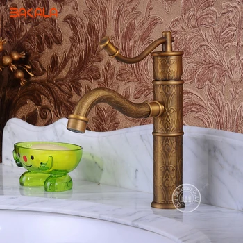 

BAKALA Antique brass Faucet Mixer Bathroom Luxury Carved Bathroom Sink Faucet taps GZ8002