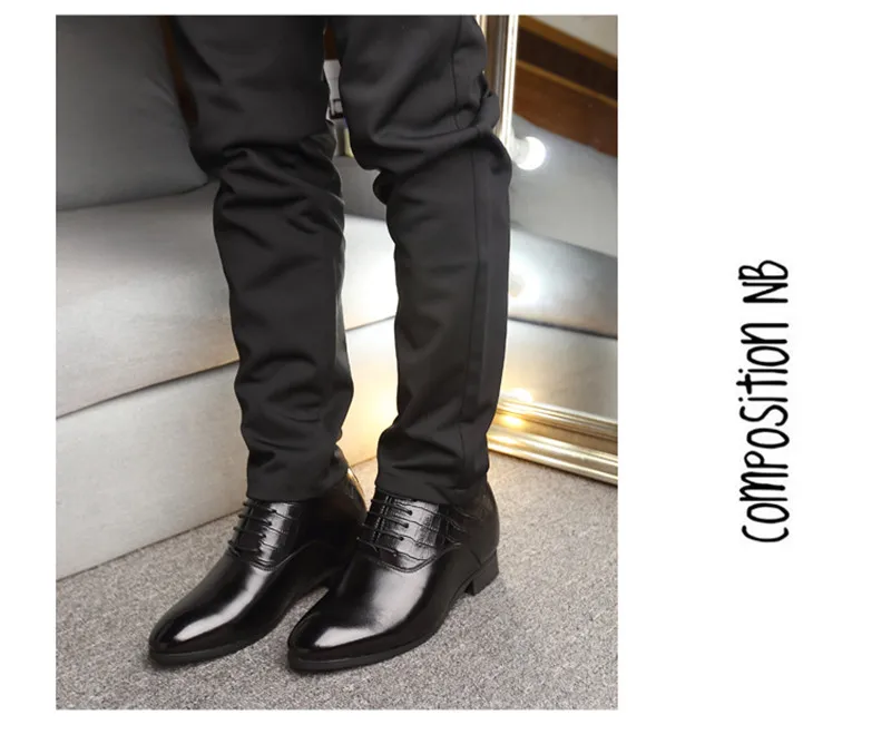 Новые стильные черные мужские туфли-оксфорды, кожаная обувь, увеличивающая рост на 10 см, деловая кожаная обувь, увеличивающая рост