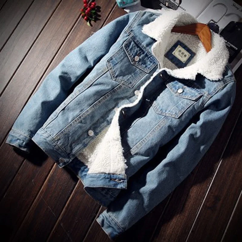 

Zogaa Men Jacket and Coat Trendy Warm Fleece Thick Denim Jacket 2019 Winter Fashion Mens Jean Jacket Outwear Male Cowboy