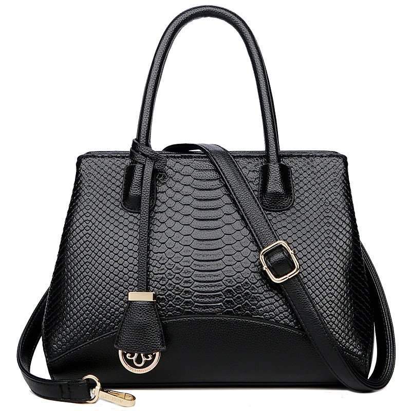 

2019 Snake Pattern Women Genuine Leather Handbags Luxury Ladies Shoulder Bag Designer Female Messenger Tote Bags For Women Sac