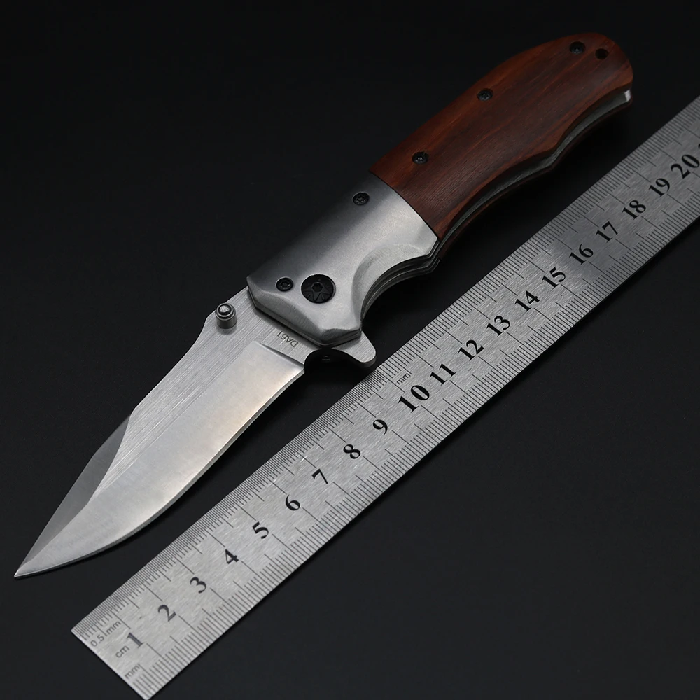 

DCBEAR Outdoor Tops Knife 440C Steel Best Folding Knives Multifunctional Tools Wood Handle Hunting Survival Knives