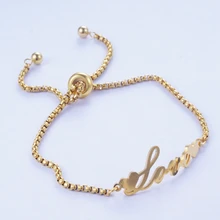 Yunkingdom Романтический металлический золотой цвет браслет для женщин любовь браслет из нержавеющей стали вечерние ювелирные изделия Прямая поставка