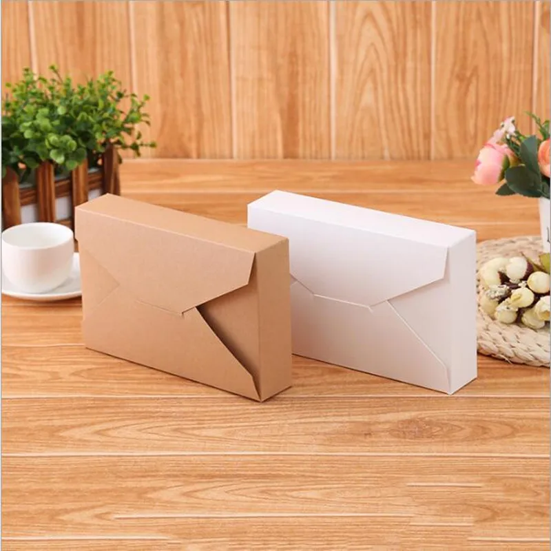 

20pcs 19.5*12.5*4cm White/brown Paper envelope Box for candy/food/wedding/jewelry gift box packaging display boxes