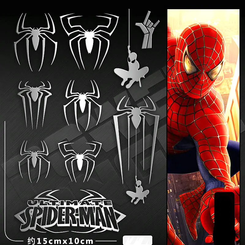 American Movie The Avenges Spider-Man Iron Man Anime Stickers Metal Decal Sticker For Laptop Phone Car Book Desk DIY Stiker Toy