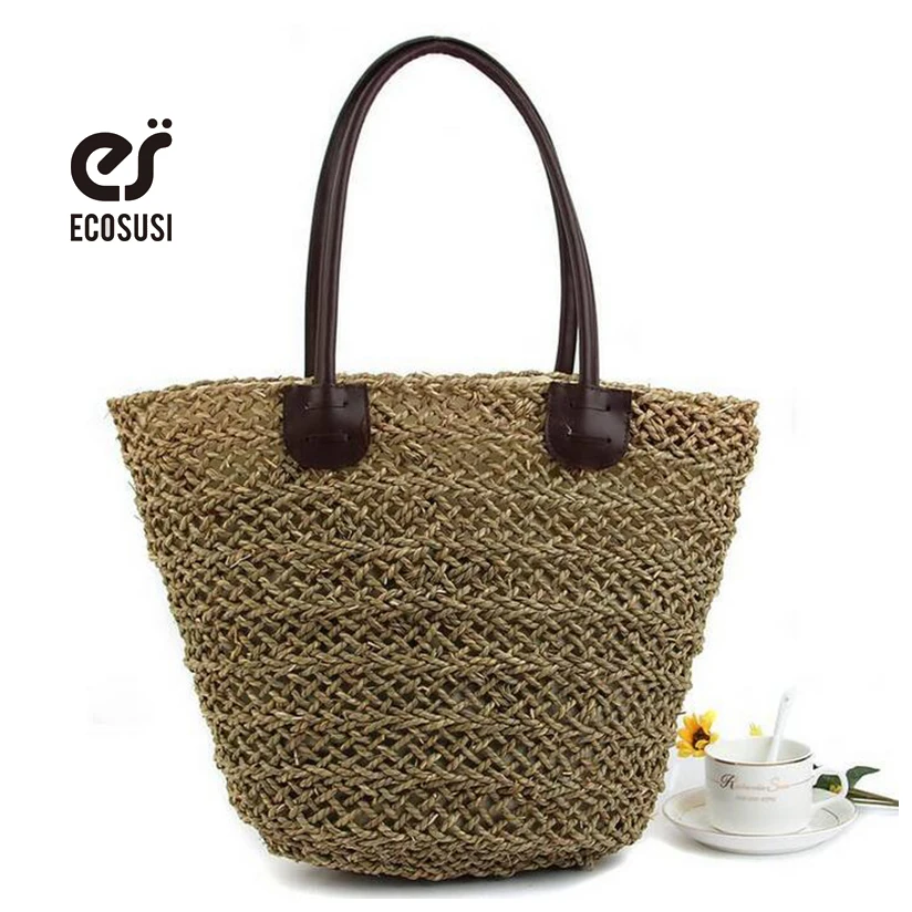 ecosusi 2017 Fashion Women s Shoulder Handbag Tote Bags Straw Bag Women Summer Beach Bag Women