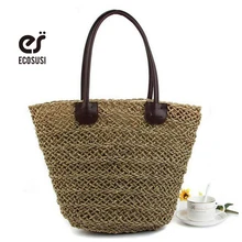 Ecosusi 2017 De Mode Femmes D’épaule de Sac À Main Fourre-Tout Sacs De Paille Sac Femmes D’été Plage Sac Femmes Herbe Dames de Sac À Main Fourre-Tout