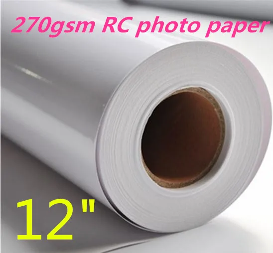 

12" Premium Resin Coated RC GlossyPhoto Paper Roll for Inkjet Plotters 270gsm