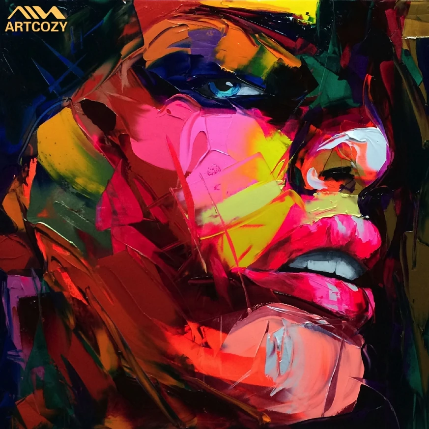 

Embelish Francoise Nielly Knife Spray Canvas Painting Abstract Portrait Face Oil Paint Figure Wall Art Pictures Home Decoration