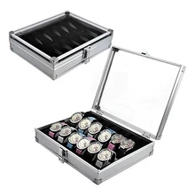 Utile 6/12 Grille Slots Bijoux Montres Affichage En Alliage D’aluminium Boîte De Rangement Cas