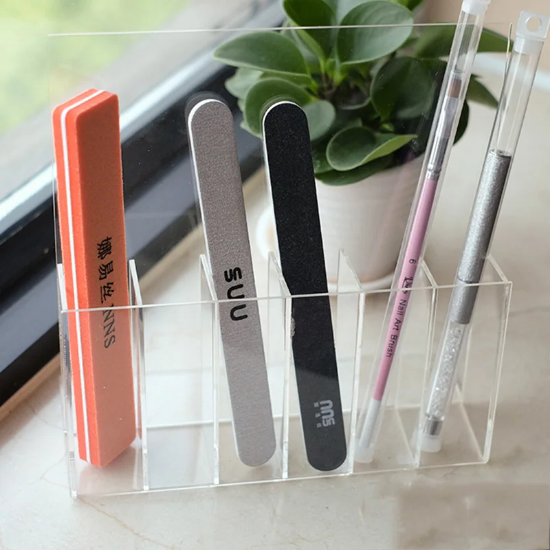 

New Transparent Nail File Storage Rack Display Stand Acrylic Manicure Shelves Beauty Tools Nail Pen Brush Holder