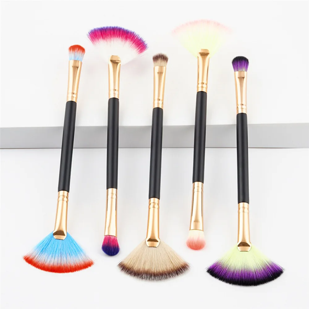 1Pc Double Head Fan Shape Makeup Brushes Eyeshadow Eyebrow Blusher