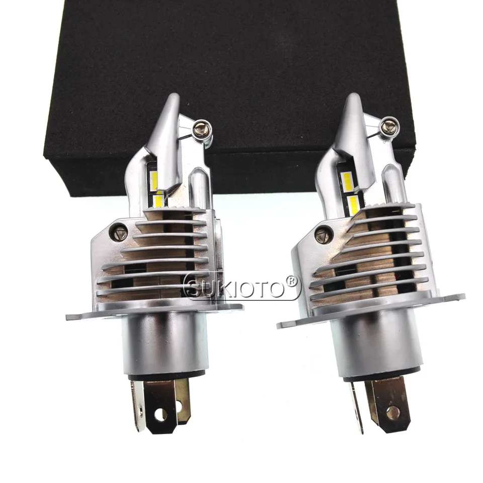 SUKIOTO 2PCS LED H4 LED Headlight Super Bright h4 hi lo Projector lens bulb kit 35W 6500K Super Bright Car styling Accessories (24)