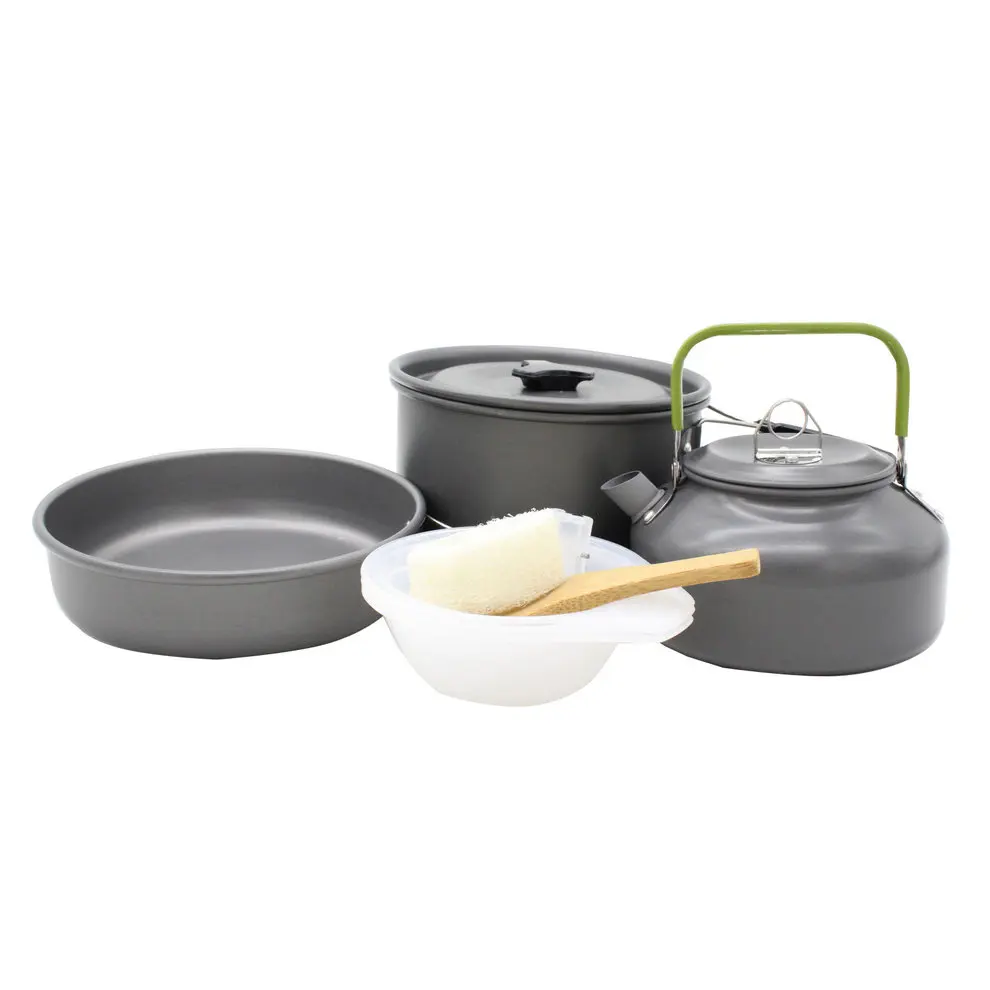 

Camping Cookware Mini Pan Kettle and Pot Set for OUTAD for 2-3 Individuls light aluminum oxide Non-stick Portable For outdoor