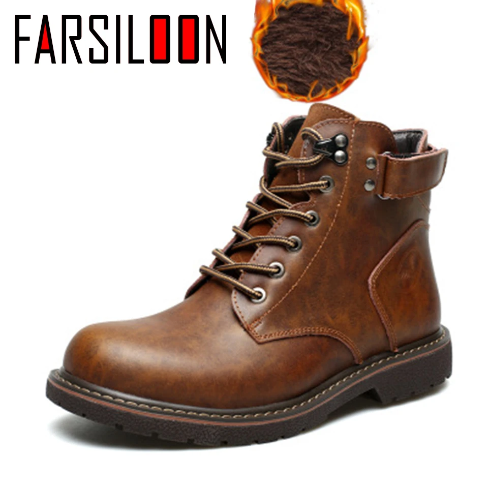 

Men's Velvet Boots Casual Warm Comfortable Waterproof Soft Male Shoes Winter Mid Leather Men's Boots JLL030