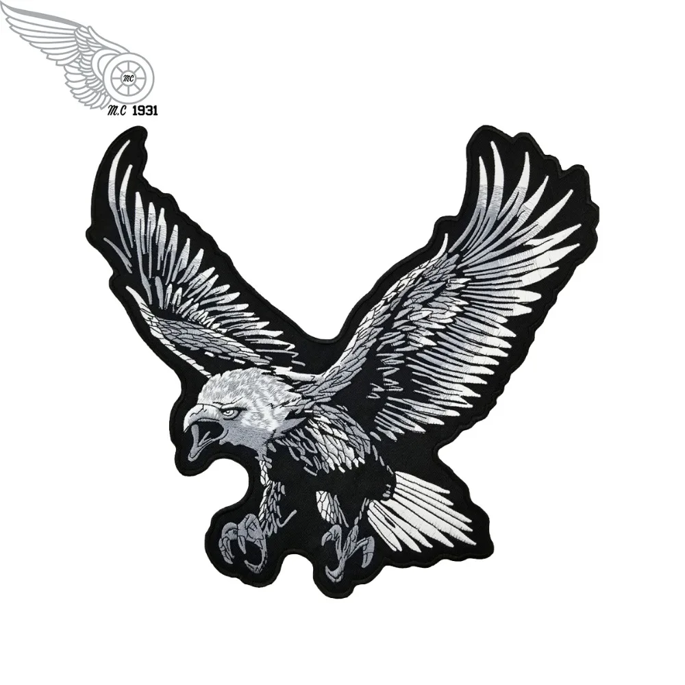

Silvery Ferocious Eagle Full Back Embroidered Patches For Clothing Popular Style Design