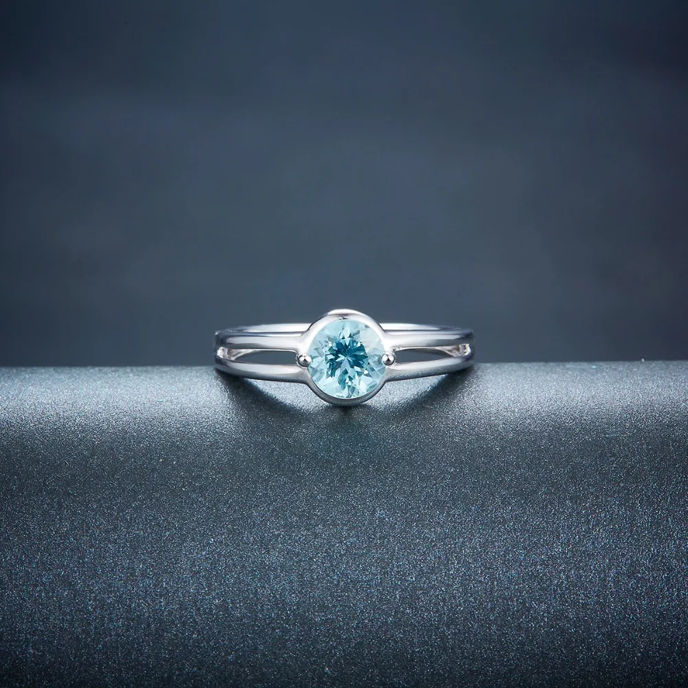 Женское кольцо из серебра 925 пробы с натуральным аквамарином|fine jewelry|925 sterling gemstone
